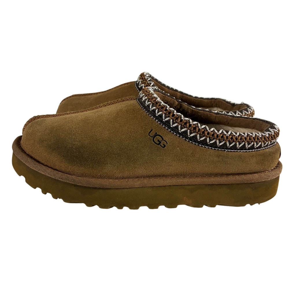UGG Tasman Slipper Chestnut Suede Embroidered Braid 5955 Womens Size 6 - Picture 4 of 8